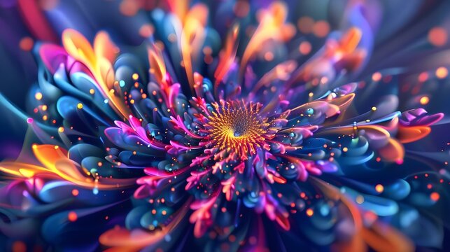 Fractal sequence patterns in 3D - Abstract multicolor background