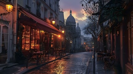 Cozy street in Paris, France