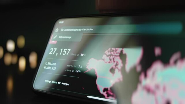 Live cyber attack world map on smartphone