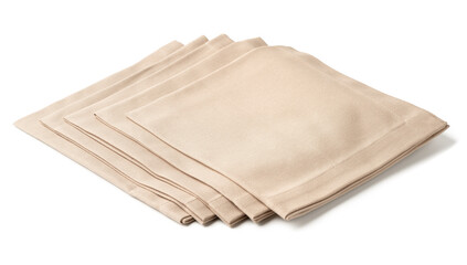 Fabric Napkins Laid Flat on White Background