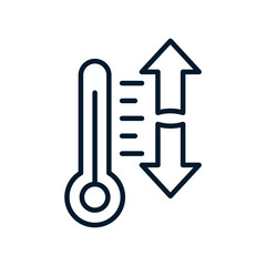 Temperature regulation concept. Vector linear icon isolated on white background.