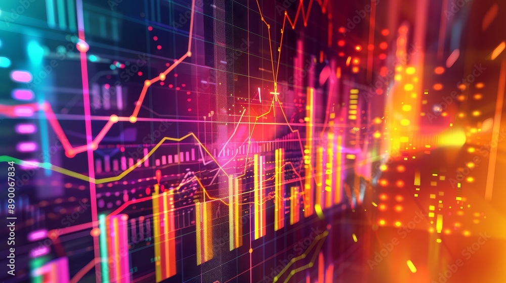 Poster financial growth and data visualization - this image depicts financial growth and data visualization