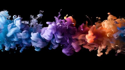 Dynamic flow of vibrant ink colors drops