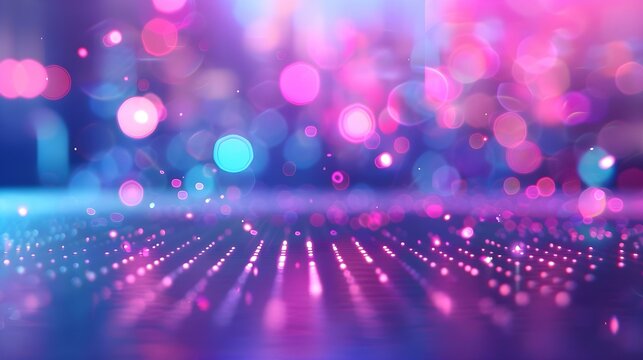 Blurred neon lights background in a city