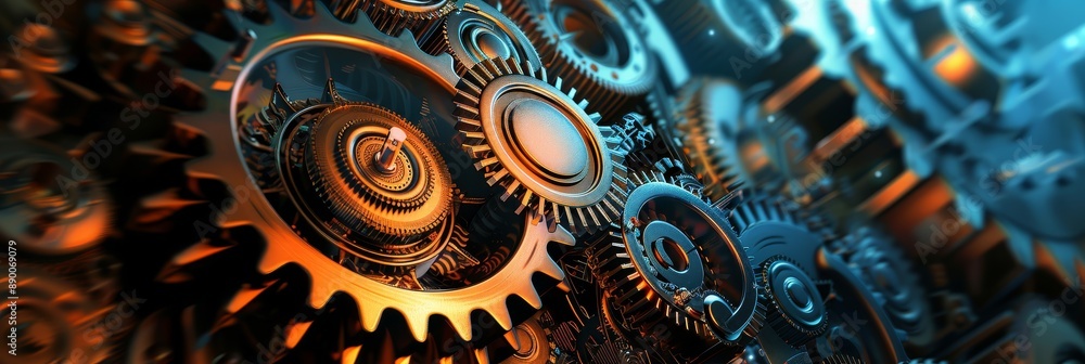Aufkleber interlocking gears: precision and power in machine design - interlocking gears symbolize collaborati