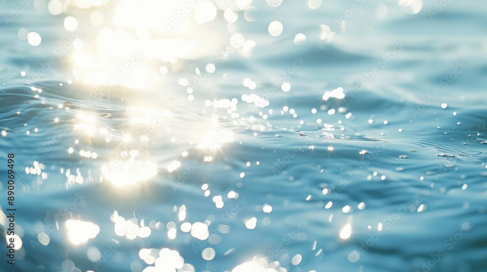 Poster glittering sunlight reflecting on the water surface, creating a sparkling and serene visual effect.
