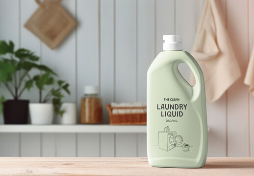 Product Packaging Detergent Bottle Mockup With Generative AI
