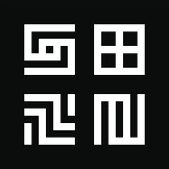 Set of modern line logo designs creative geometric shapes. Premium Vector