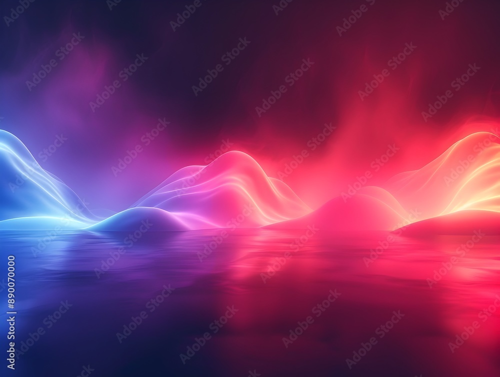 Poster dynamic neon gradient background with glowing effect for modern product concepts and display