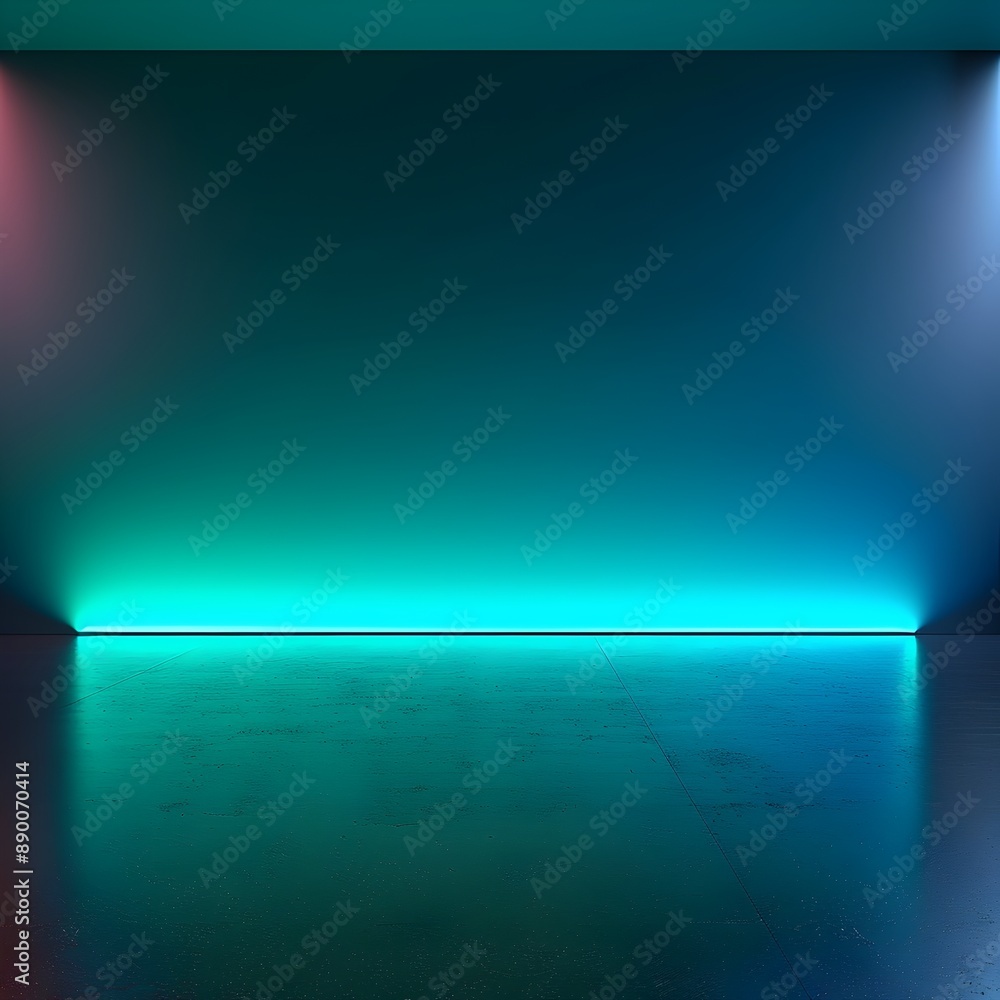 Aufkleber neon blue and green light backdrop with gradient glow for innovative product display and concept pre
