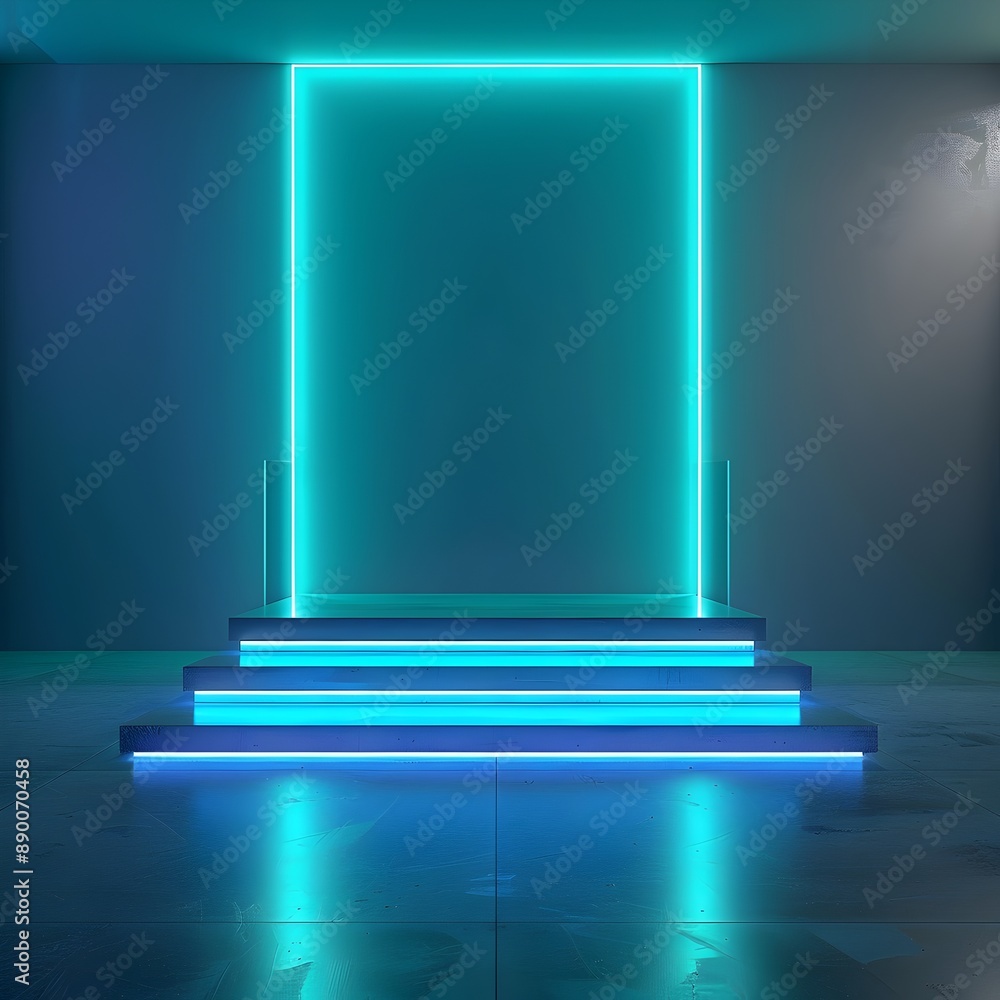 Poster captivating neon glow backdrop for innovative product display with clean minimalist design