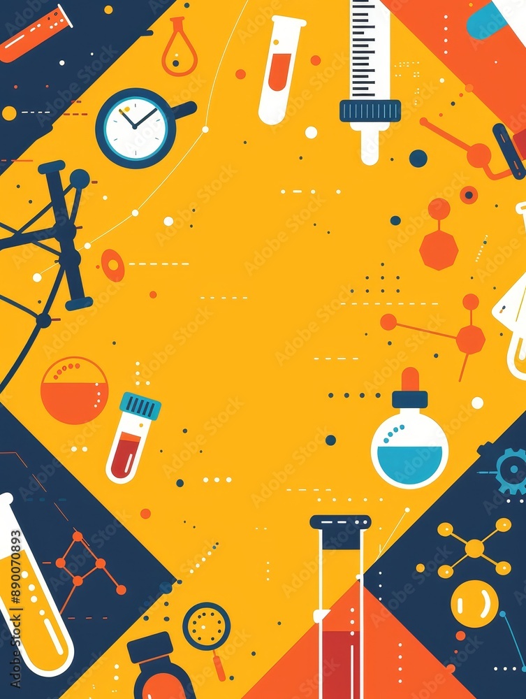 Poster science and technology background with colorful icons - abstract background representing science, te