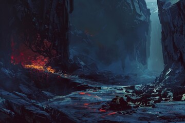 A dark and ominous place with a sense of fear