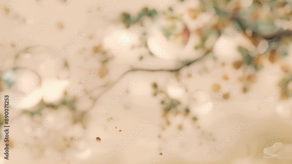 Poster a natureinspired mural with tree branches and leaves intertwined with round floating bubbles in eart