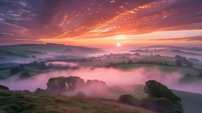 Sunrise over Hambledon and the South Downs National Park