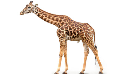 Fototapeta premium Side view photo of a giraffe isolated on white background