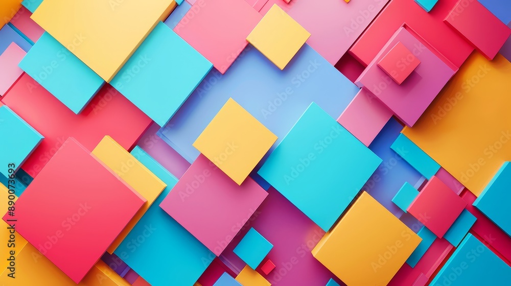 Poster abstract colorful squares background - abstract background featuring colorful squares in various sha
