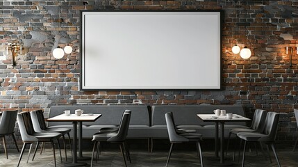 Modern Cafe Interior with a Blank Canvas