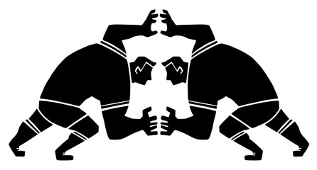 ラグビー選手の全身のシルエットイラスト