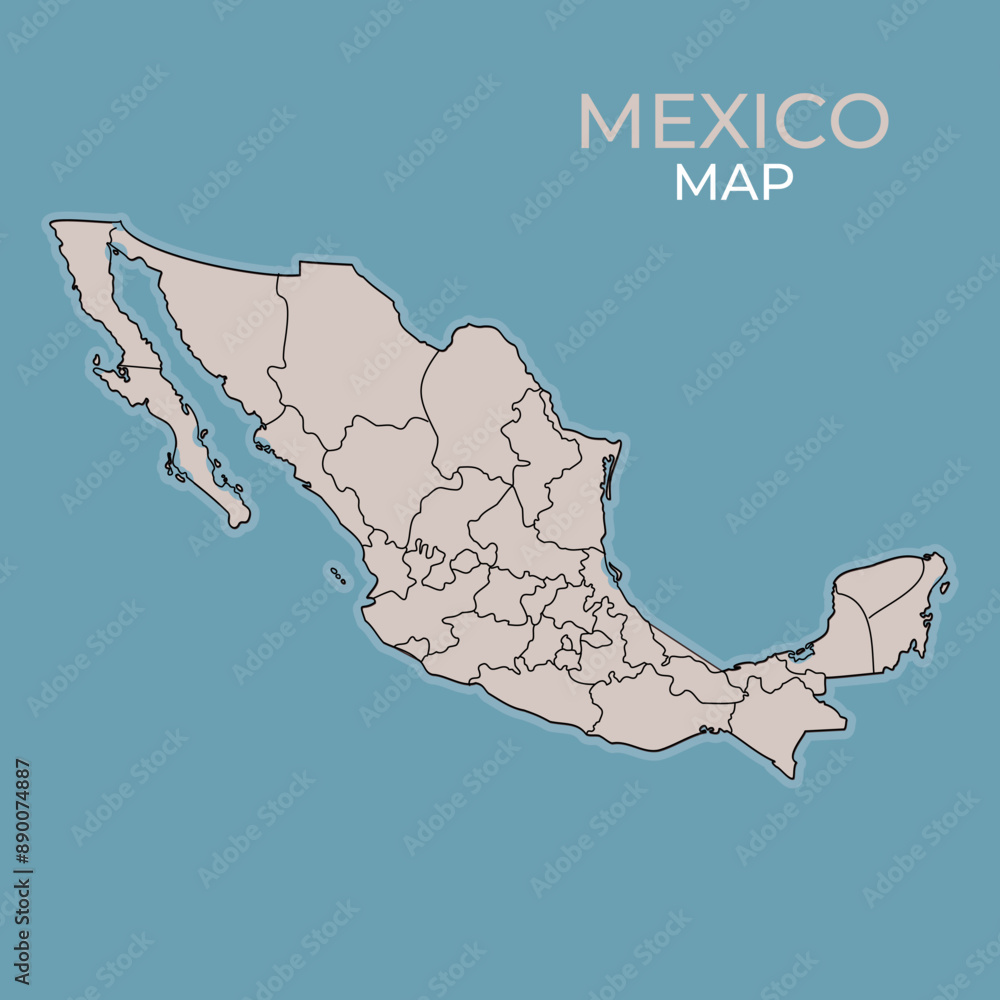 Poster mexico map with muted color vector design