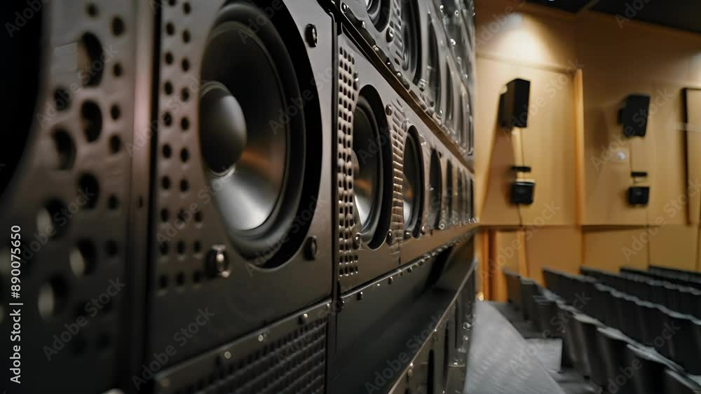 Poster the sound system also includes large speakers mounted on the walls providing clear audio coverage th