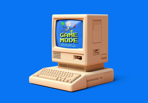 Screen Vintage Computer Mockup With Generative AI