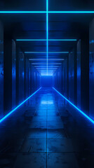Fototapeta premium Empty blue corridor
