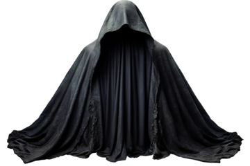 A Shadowy Figure in a Deep, Black Hood on a Clear PNG or White Background.