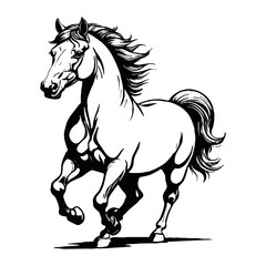 Obraz premium Horse . Black and white animal graphics. Logo design for use in graphics. Print for T-shirts, design for tattoos. Generated by Ai