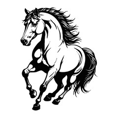 Obraz premium Horse . Black and white animal graphics. Logo design for use in graphics. Print for T-shirts, design for tattoos. Generated by Ai