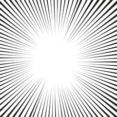 Fototapeta premium Black and white sunburst pattern, vector design, radiating lines.