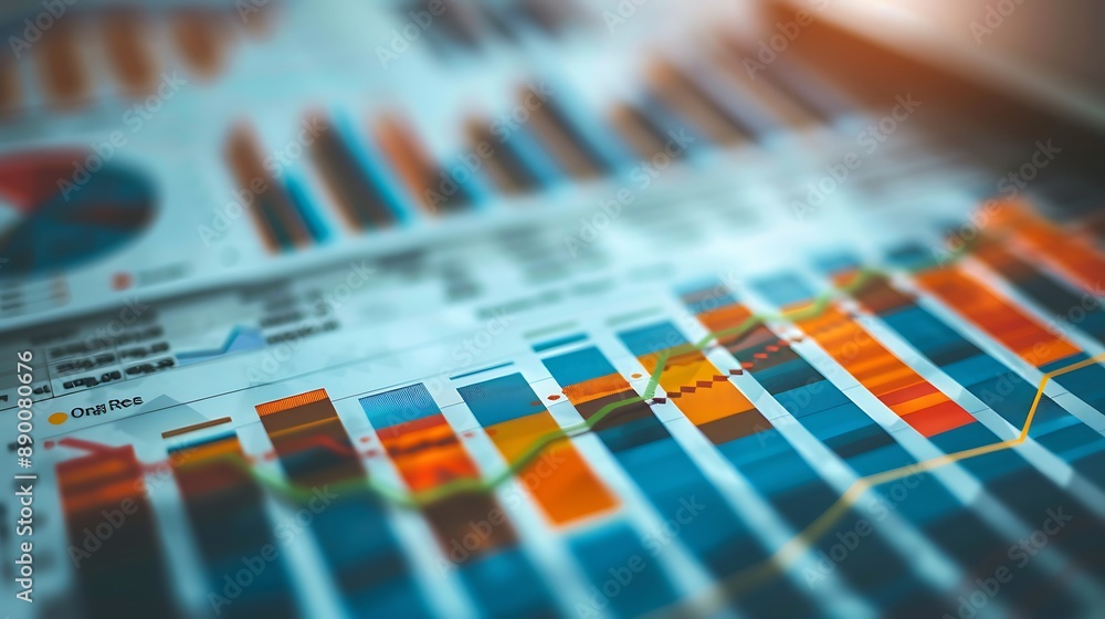 Poster close up view financial report chart graph business analysis for financial planning concept corporat
