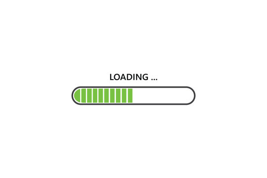 green loading bar progress icon, load indicator sign, ,  on white background. vector illustration.
