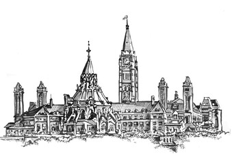 Fototapeta premium Medieval castle. Hand drawing sketch. Illustration jpg