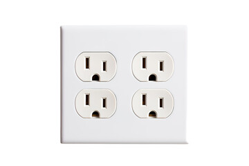 A Quartet of Electrical Outlets Ready for Power on a Clear PNG or White Background.