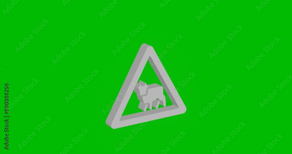Poster animation of rotation of a white pets road sign with shadow. simple and complex rotation. seamless l