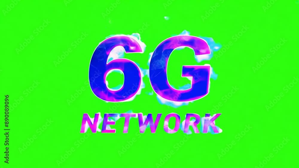 Poster animated 6g network text effect with a green screen. perfect for topics about high-speed internet an