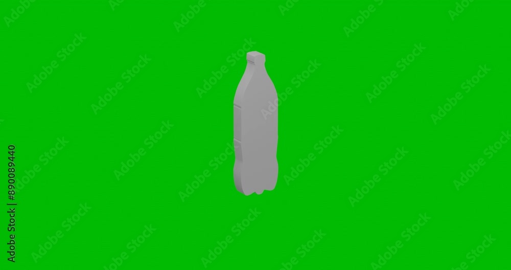 Poster animation of rotation of a white plastic bottle symbol with shadow. simple and complex rotation. sea