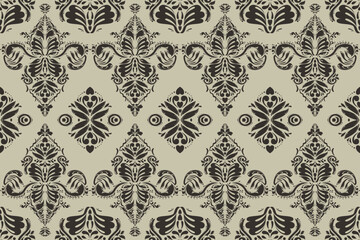 Ikat tribal Indian seamless pattern. Ethnic Aztec fabric carpet mandala ornament native boho chevron textile.Geometric African American oriental traditional vector illustrations. Embroidery style.