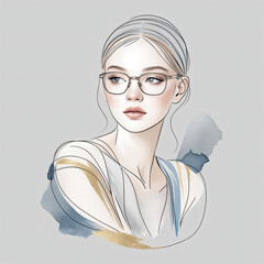 Young woman wearing stylish glasses looking away from the camera