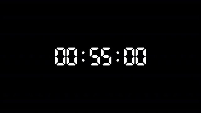 Digital countdown timer one hour animation from 60 minutes to 0 seconds, 60 minutes digital countdown, Countdown timer, Countdown video