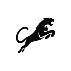 jumping panther negative space style logo vector illustration template design