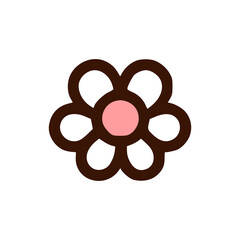 cute flower cartoon sticker vector illustration template design