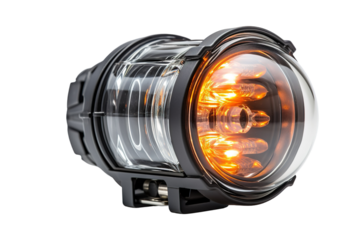 A Powerful Orange Light Emitting From A Marine Navigation Light on a Clear PNG or White Background.