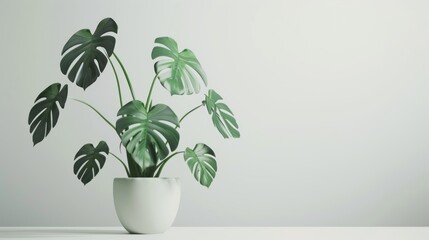 Monstera Deliciosa Plant in a White Pot