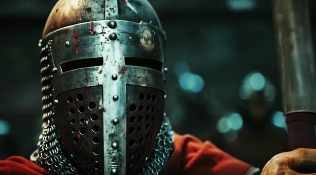 Scene of the knight templar fighting, Take the video going around the object