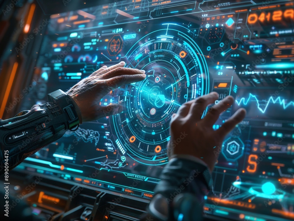 Poster futuristic ar interface with dynamic lighting - high-tech virtual reality experience