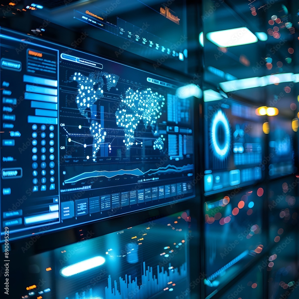 Poster dynamic digital communication hub with real time business analytics and data visualization