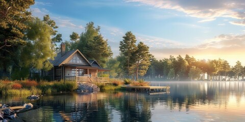 Obraz premium Tranquil Haven. Cottage Retreat