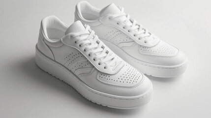 Fashionable sneakers on a white background, showcasing their design and texture. Bright and detailed.

